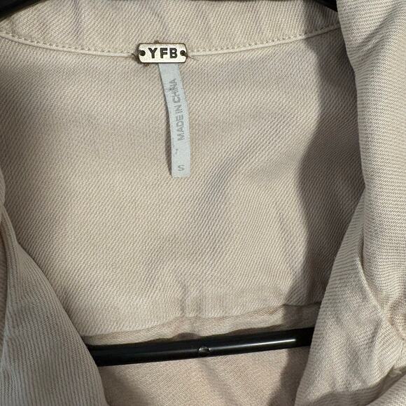 Young Fabulous Broke Crop Jacket Utility Style Pockets Zip Up Beige Casual Small - Picture 4 of 7